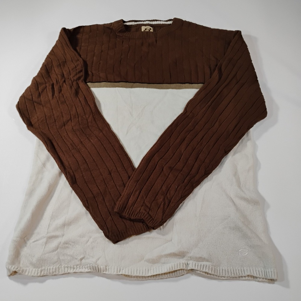 Anchor Blue Men's Large Brown White Sweater Vintage Skater Hip Hop Y2k